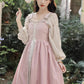 Two-Piece Corset Peasant Dress (Pink/Cream)