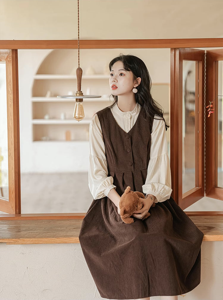 Basic Corduroy Pinafore (Brown)