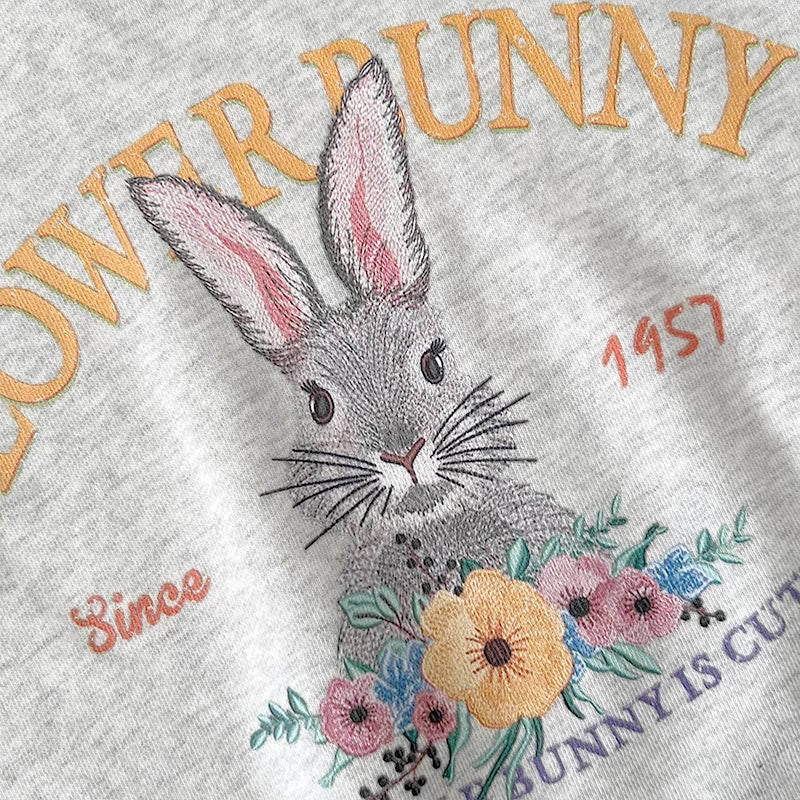 Flower Bunny Sweatshirt (Heather Gray)