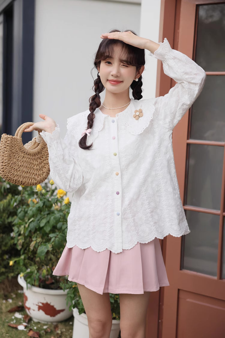 Floral Broderie Blouse (2 Colors)