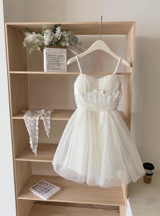 Ballet Tulle Mini Dress (White)