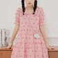Sweet Cherry Tiered Shirt Dress (Pink)