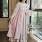 Two-Piece Corset Peasant Dress (Pink/Cream)