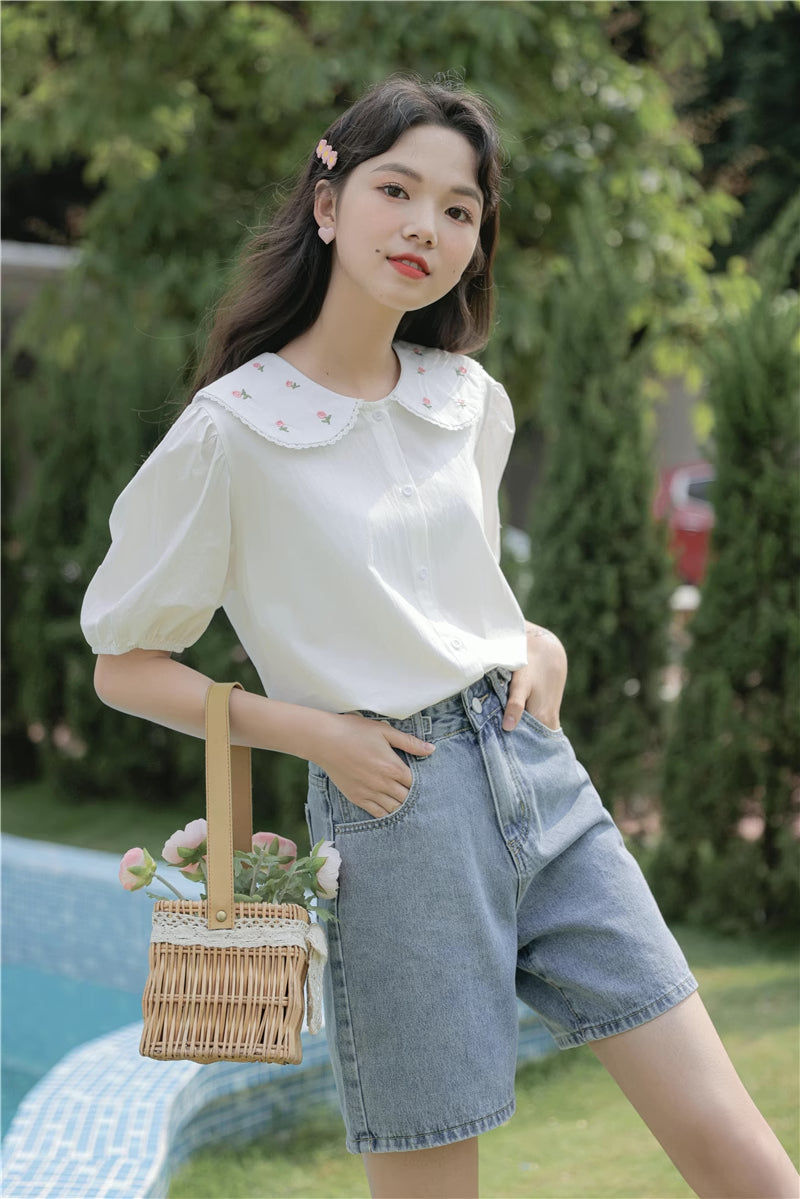 Budding Blossoms Short Sleeve Blouse (2 Colors)