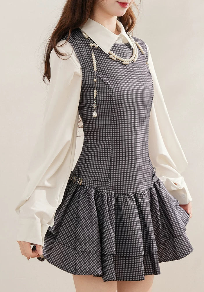 Prep Plaid Mini Dress & Blouse (2 Colors)