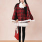 Merry Plaid Mini Dress & Capelet Set (Red)