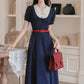 Miss Americana Polka Dot Midi Dress (Navy)