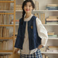 Everyday Blouse, Denim Vest & Gingham Skirt Set