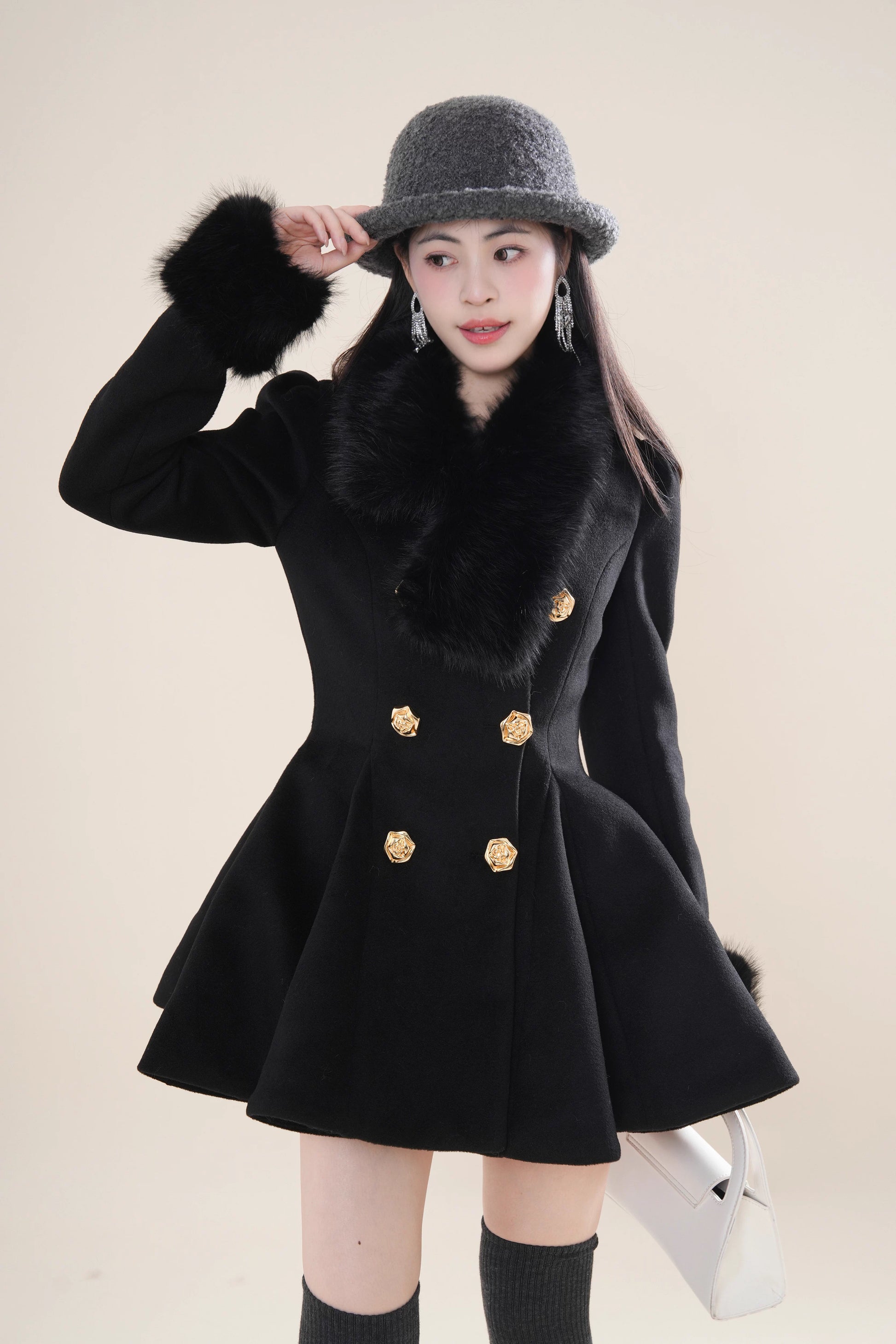 Fuzzy Mini Coat Dress (Black) XL Fuzzy Mini Coat Dress (Black) XL