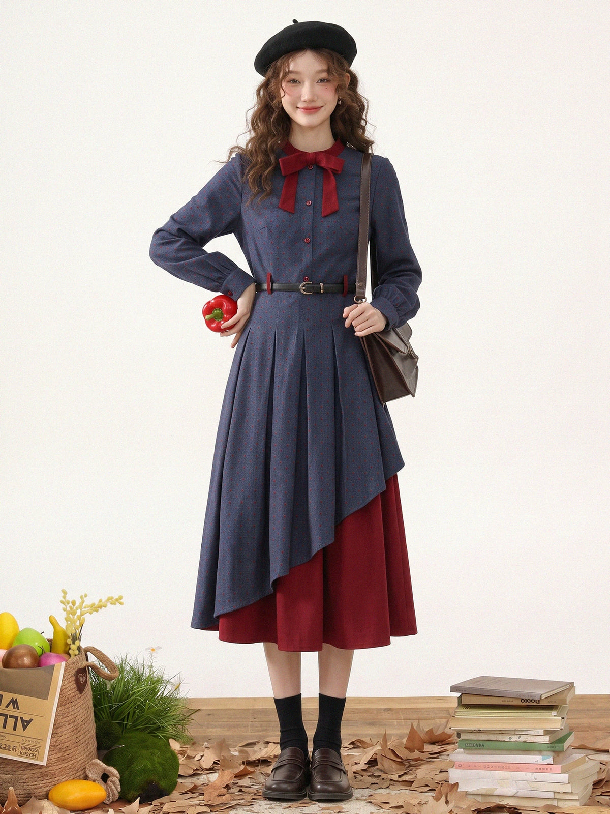 Poison Apple Midi Dress (Blue/Red)