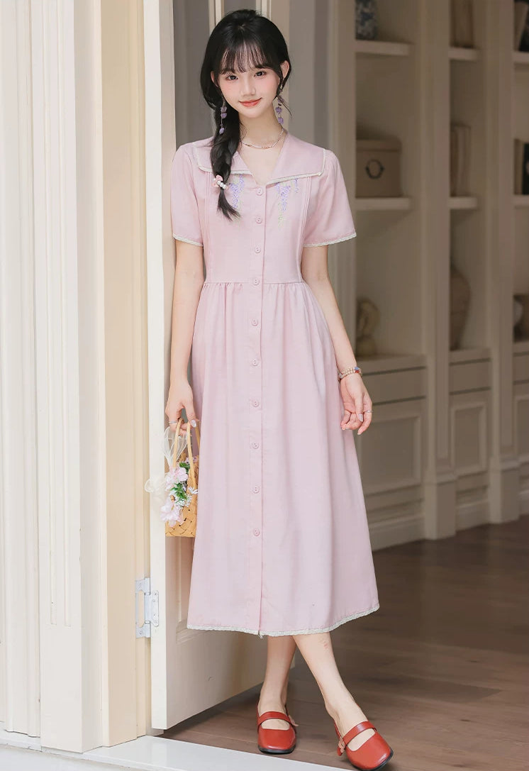 Wisteria Midi Shirt Dress (Lilac)