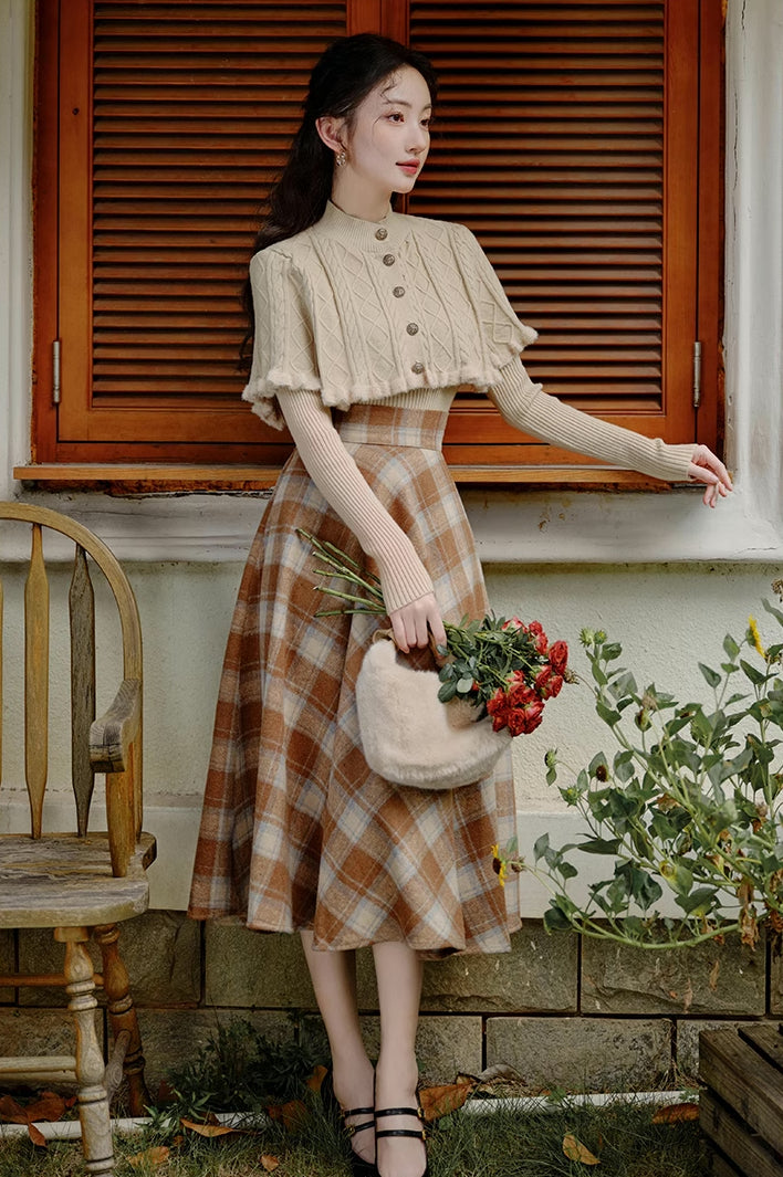 Toasted Marshmallow Sweater & Skirt Set (Khaki)