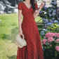 Ditsy Floral Maxi Dress (Red)