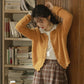 Round Neck Knitted Cardigan (Pumpkin Mustard)