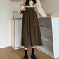 Woven Pleated Midi Skirt (2 Colors)