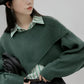 Criss Cross Cropped Throwover Sweater (Green)