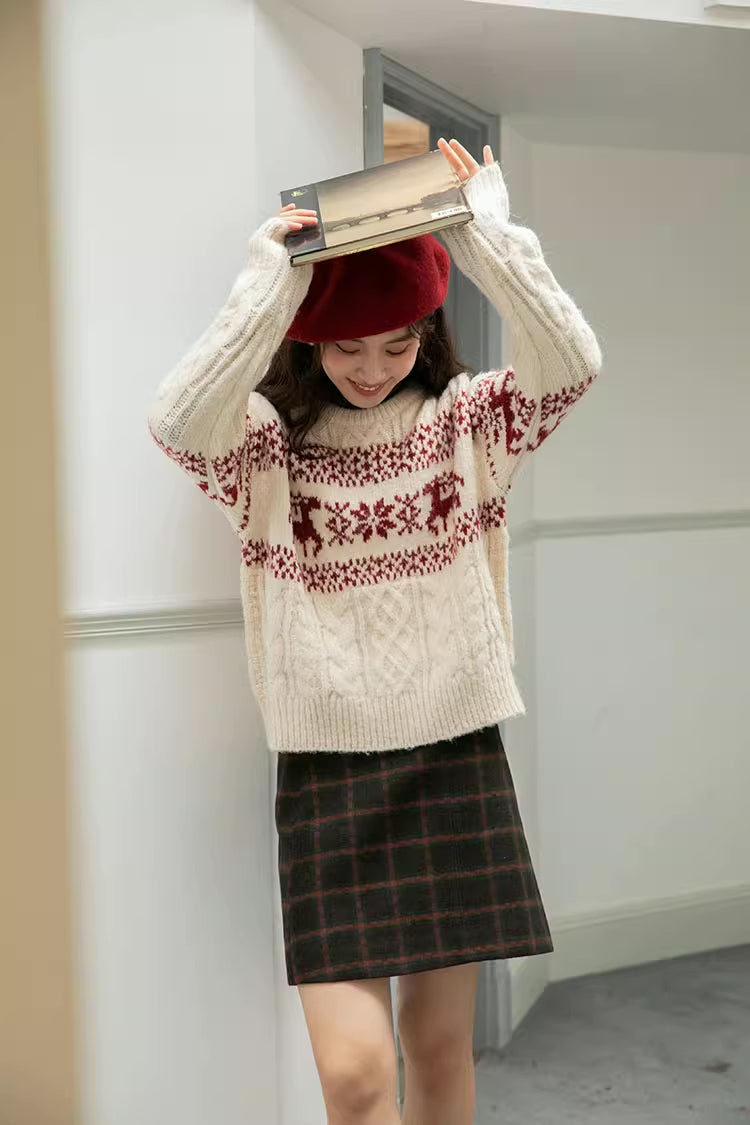 Reindeer Fair Isle Sweater (Cream)