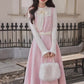 Cotton Candy Capelet & Midi Dress Set (Pink/White)