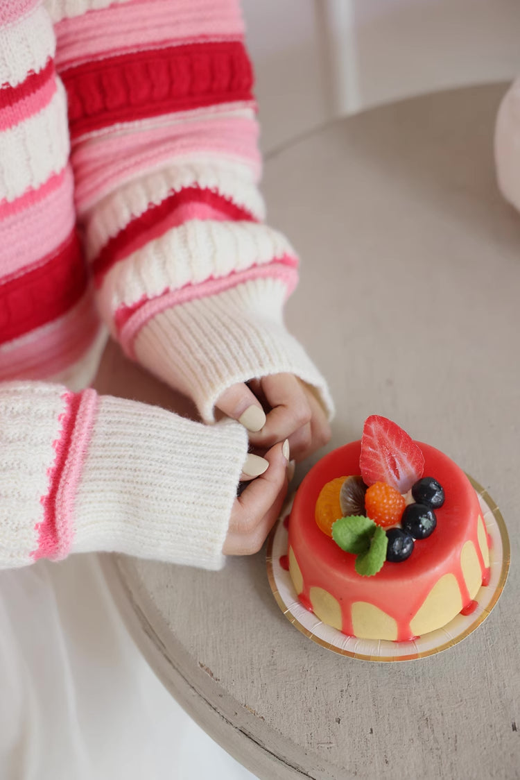 Strawberry Cheesecake Stripe Sweater (Pink/Cream)