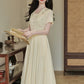 Grapevine Scallop Collar Midi Dress (Yellow)