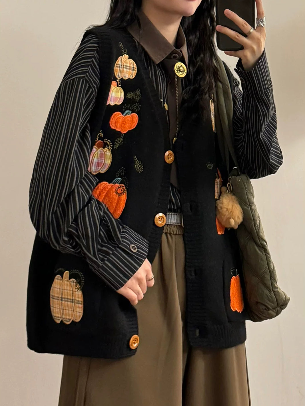Pumpkin Patch Sweater Vest (Black)