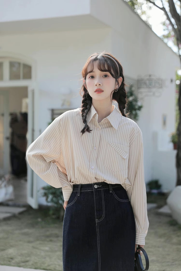 Boyfriend Stripe Button Up Shirt (2 Colors)