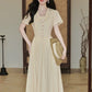 Grapevine Scallop Collar Midi Dress (Yellow)