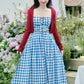 Vintage Gingham Floral Cami Dress (Blue)