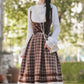 Mocca Plaid Suspender Skirt (Brown)