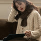 Braided Knit Round Neck Cardigan (Cream)