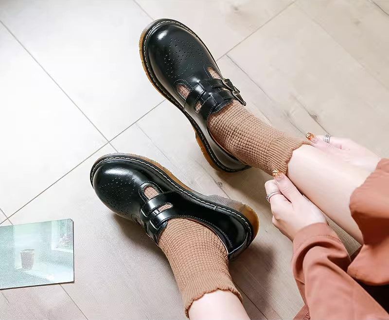 Double Buckle Mary Jane Brogues (2 Colors)