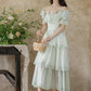 Garden Fairy Tiered Cold Shoulder Midi Dress (Mint Green)