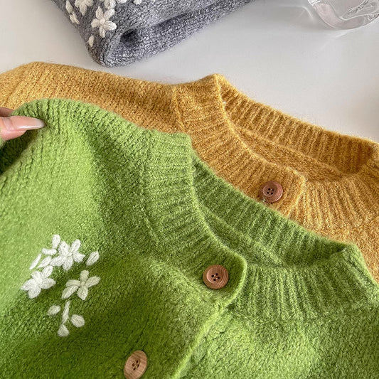 Ditsy Floral Round Neck Cardigan (4 Colors)