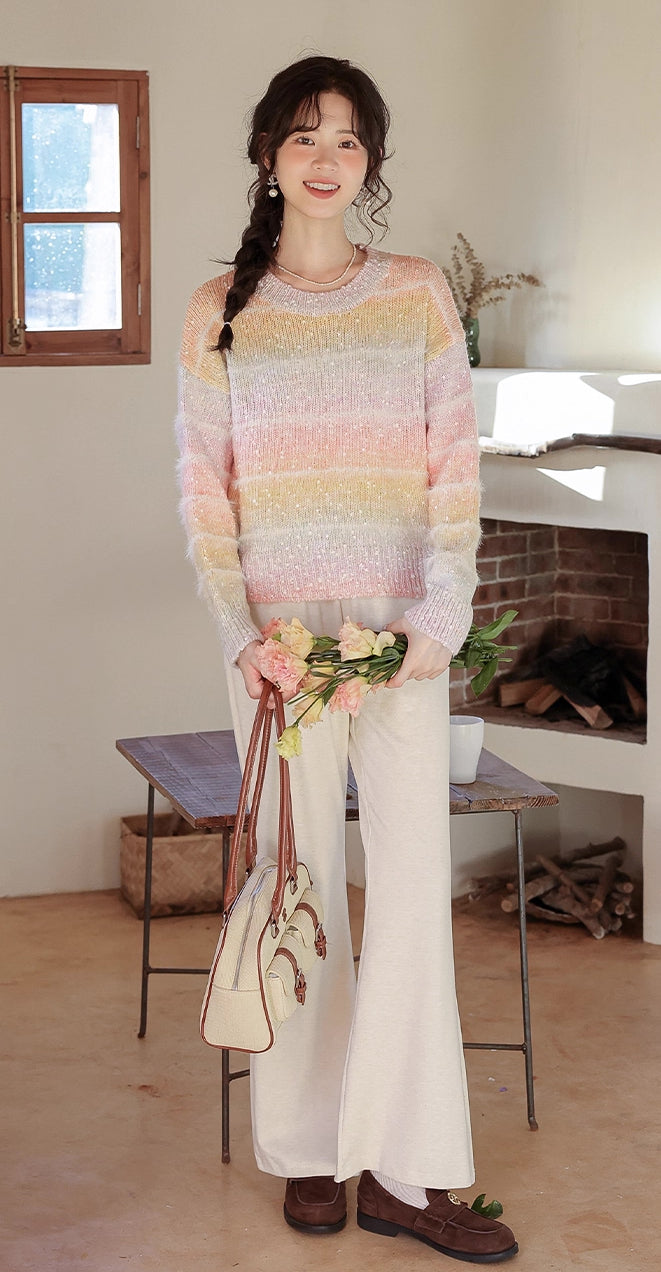 Sherbet Stripe Sweater (Pastel Rainbow)