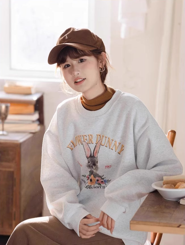 Flower Bunny Sweatshirt (Heather Gray)