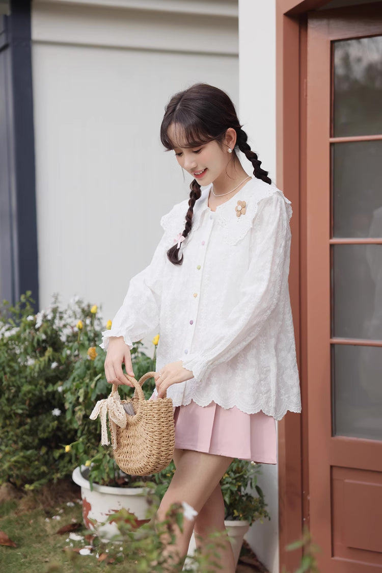 Floral Broderie Blouse (2 Colors)