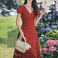 Ditsy Floral Maxi Dress (Red)