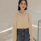 Frilly Collar Blouse (Yellow Beige)