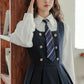 Double Breasted Mini Pinafore Set (Navy)