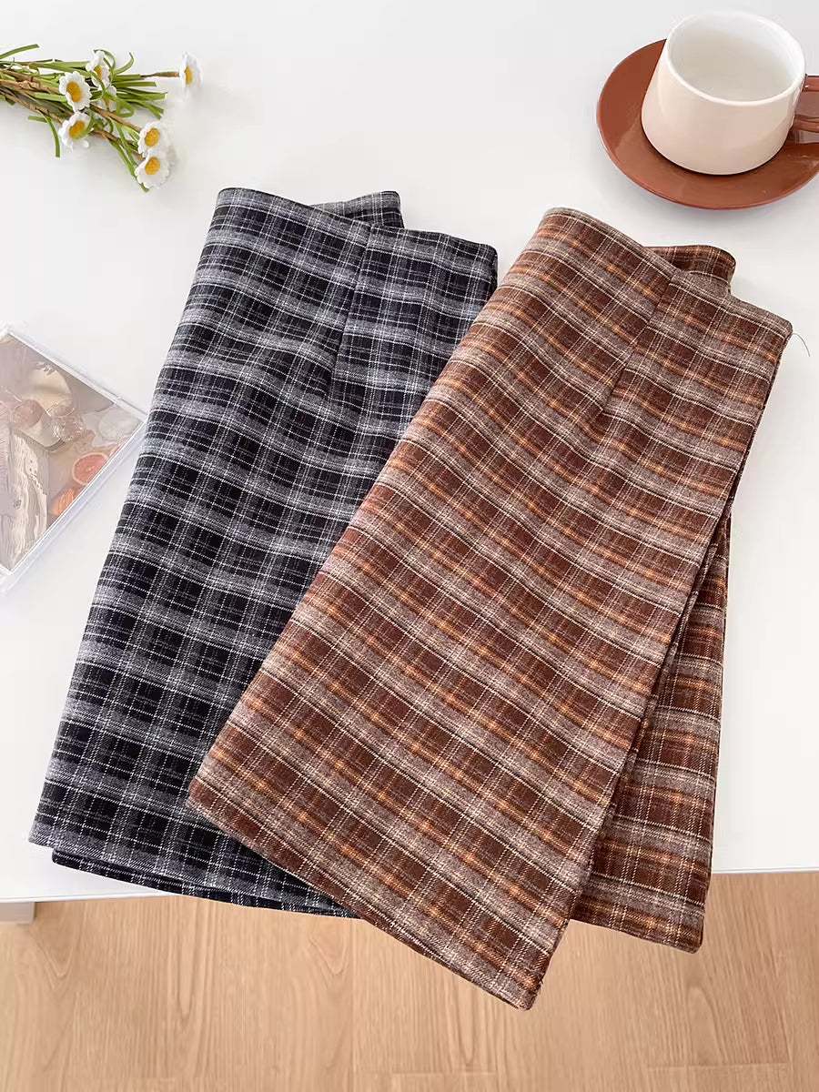Cinnamon Spice Plaid Skirt (2 Colors)