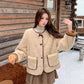 Round Neck Teddy Jacket (Khaki)