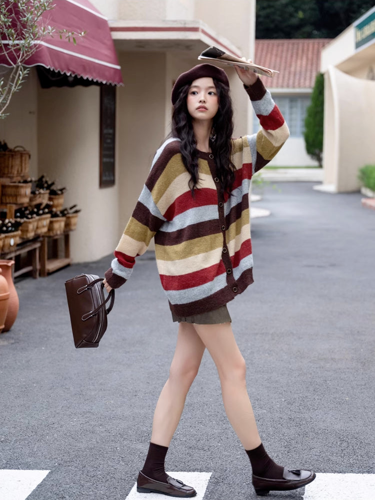 Retro Stripe Cardigan (2 Colors)