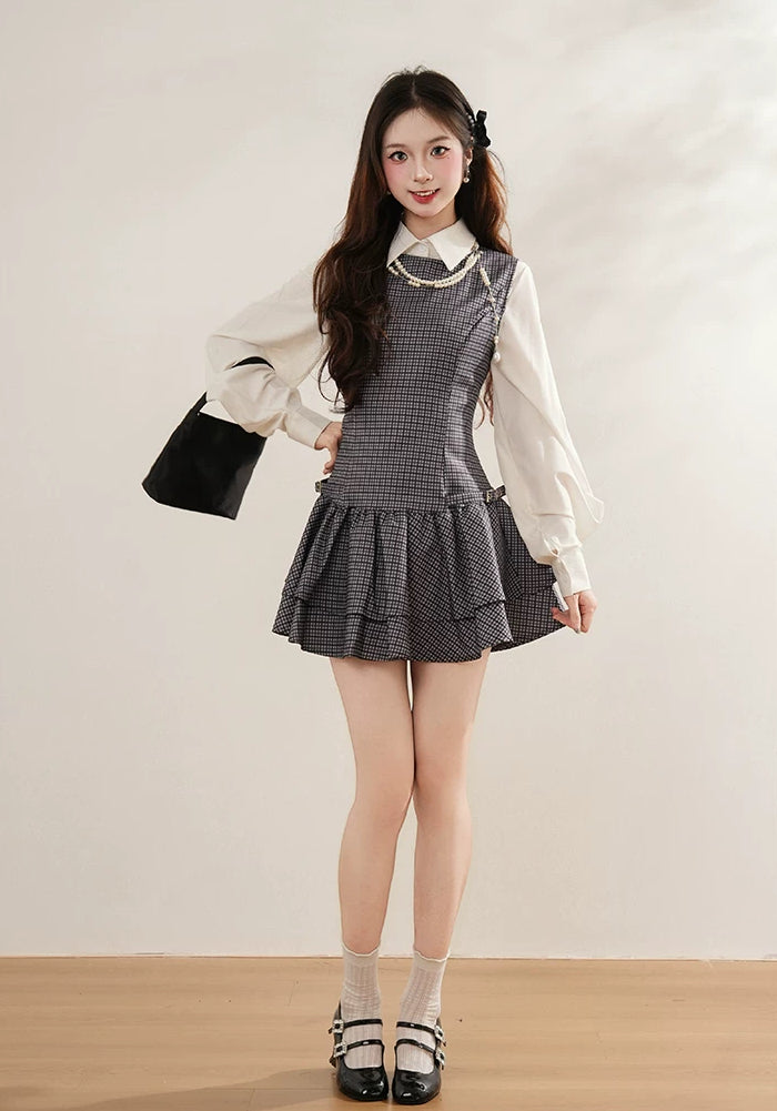 Prep Plaid Mini Dress & Blouse (2 Colors)