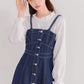 Button Down Denim Cami Midi Dress (Dark Blue)