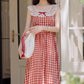 Picnic Plaid Sleeveless Midi Dress (Red)