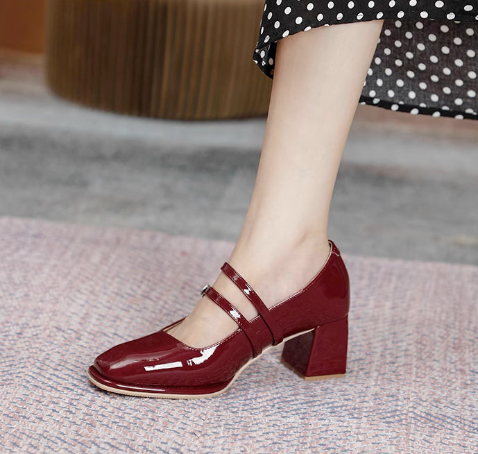 Red patent mary online jane heels