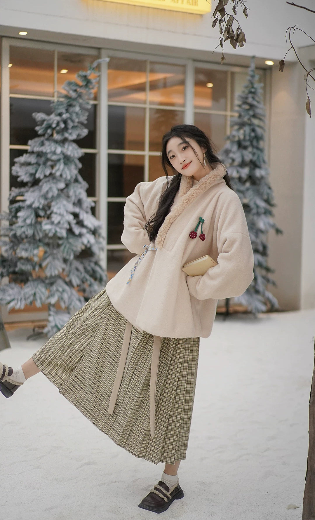 Snowy Wishes Cross Collar Jacket (3 Colors)
