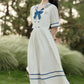 Sailor Girl Midi Dress (White/Blue)