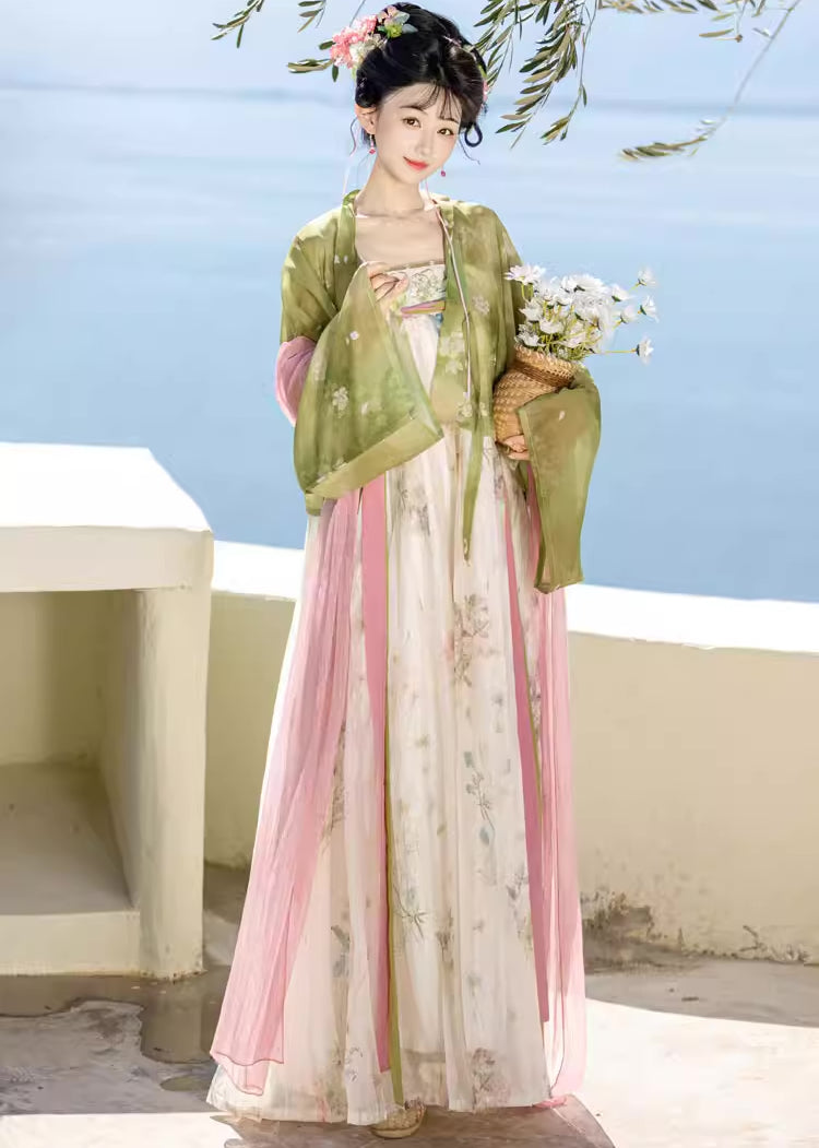 Wildflower Qixiong Famensi Dress Set (Green/White)