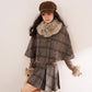 Library Plaid Capelet & Mini Skirt Set (Grey)